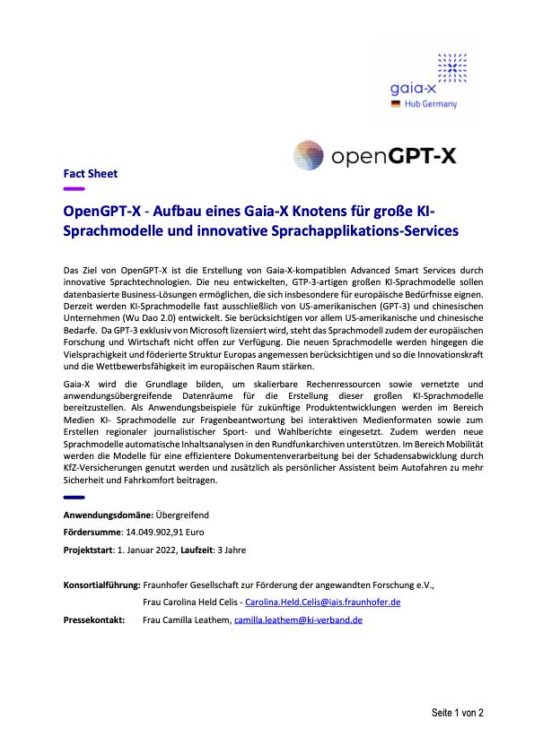 OpenGPT-X Factsheet