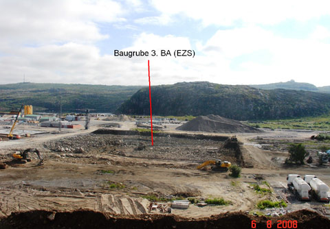 Baugrube dritter Bauabschnitt im August 2008