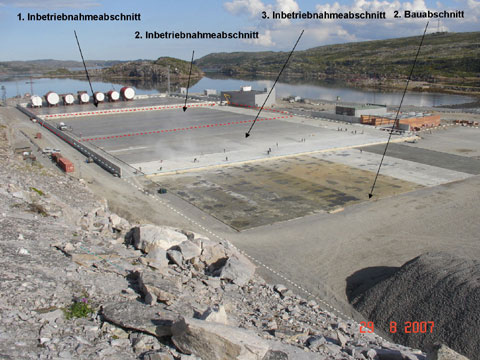 Die Inbetriebnahmeabschnitte des Langzeitzwischenlagers und die Baugrundfläche des Regionalen Entsorgungszentrums (Zweiter Bauabschnitt) August 2007