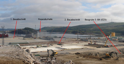 Stand der Bauabschnitte im September 2008