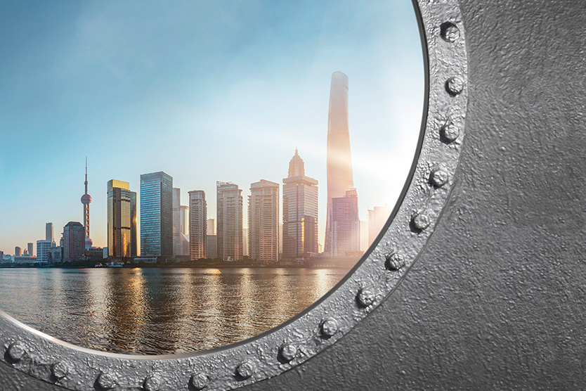 Die Skyline von Shanghai symbolisch für die Arbeit der Exportinitiativen; Quelle: Getty Images/DANNY HU; 