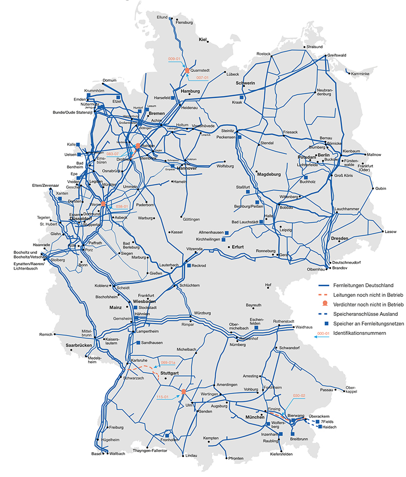 Das deutsche Gas-Fernleitungsnetz im Überblick