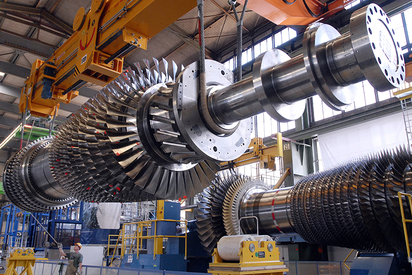 Siemens Gasturbine symbolisiert moderne Kraftwerkstechnologien; Quelle: Siemens-Pressebild