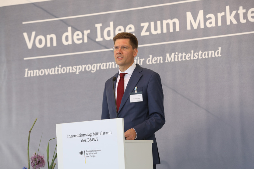 Christian Hirte, Parlamentarischer Staatssekretär beim Bundesminister für Wirtschaft und Energie und Beauftragter der Bundesregierung für Mittelstand und für die neuen Bundesländer, eröffnete den Innovationstag Mittelstand 2018.