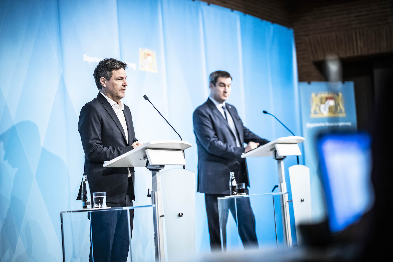 Robert Habeck, Bundesminister für Wirtschaft und Klimaschutz, und Markus Söder, Bayerischer Ministerpräsident