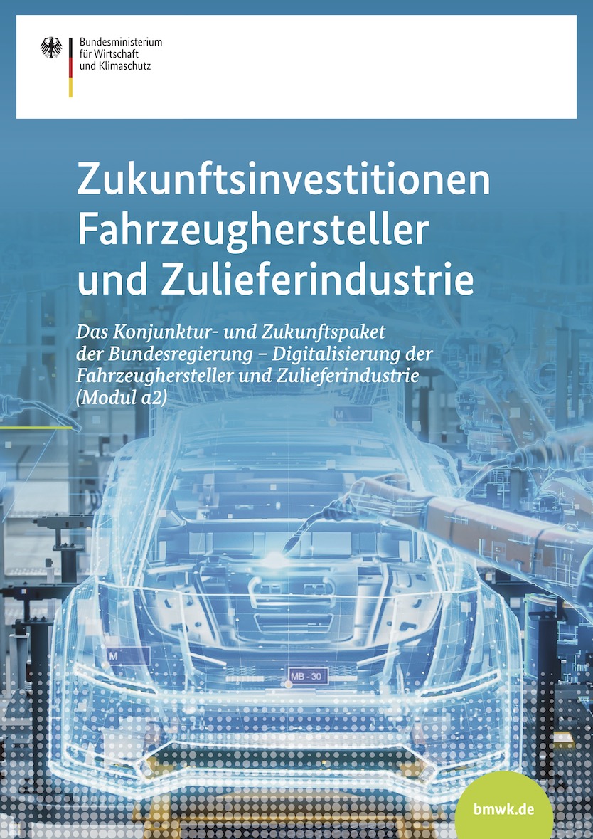 Cover der Publikation „Zukunftsinvestitionen Fahrzeughersteller und Zulieferindustrie”