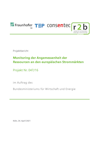 Cover: Monitoring der Angemessenheit der Ressourcen an den europäischen Strommärkten