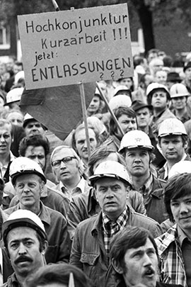 Demonstrierende Stahlarbeiter