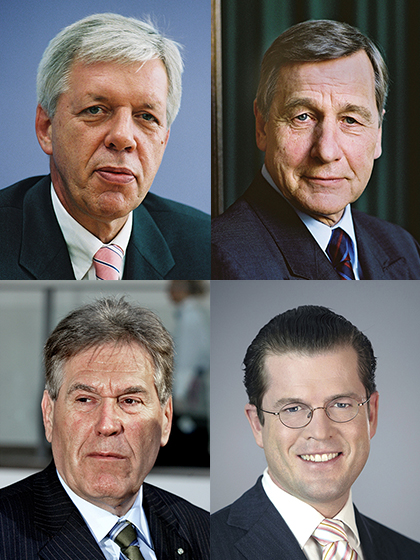 Bilder der Wirtschaftsminister 2005-2009; Quelle: Bundesregierung/Bernd Kühler/Julia Fassbender/Jochen Eckel/Laurence Chaperon
