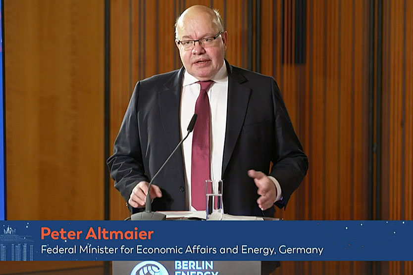 Bundeswirtschaftsminister Peter Altmaier bei der Eröffnungsrede zum 7. Berlin Energy Transition Dialogue