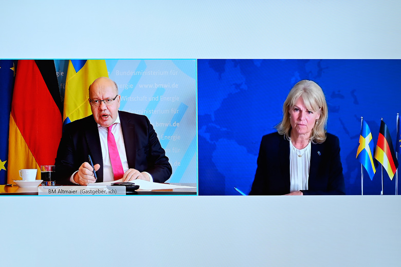 Bundeswirtschaftsminister Altmaier spricht mit seiner schwedischen Amtskollegin Anna Hallberg