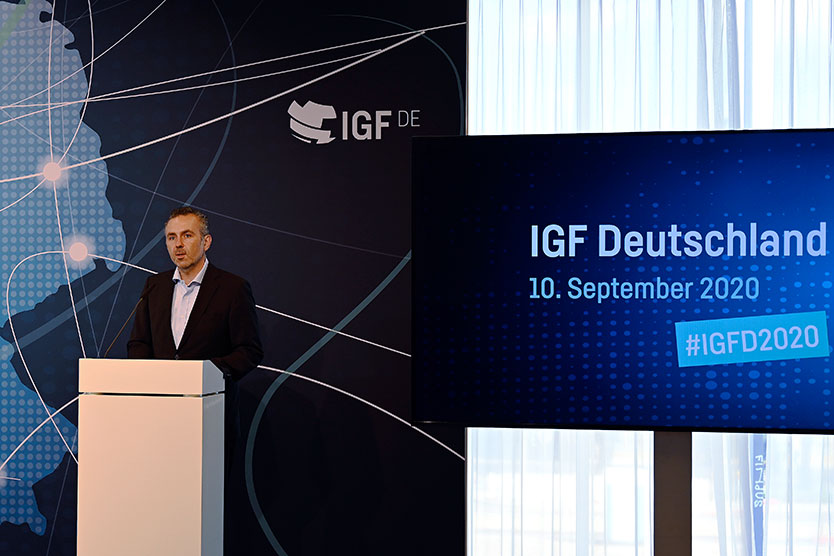 Thomas Jarzombek, Beauftragter des Bundesministeriums für Wirtschaft und Energie für die Digitale Wirtschaft und Start-ups, bei der Eröffnung des Internet Governance Forums Deutschlands (IGF-D)