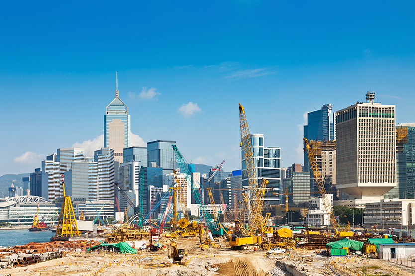 Baustelle in Hong Kong zur Außenwirtschaftsförderung.