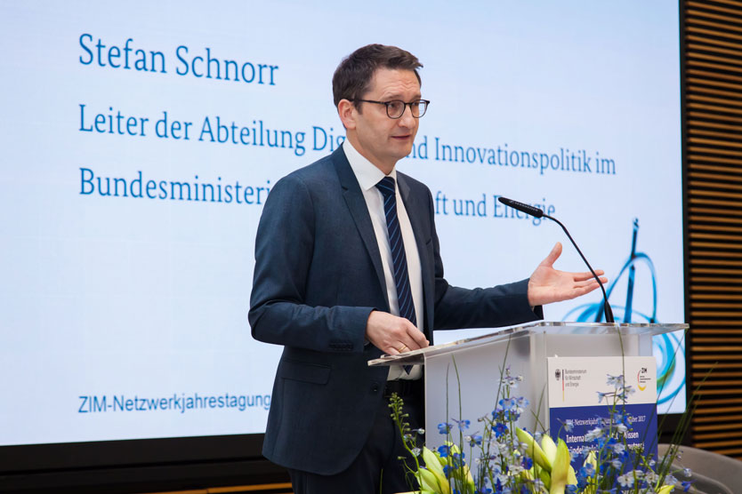 Stefan Schnorr, Leiter der Abteilung Digital- und Innovationspolitik im Bundesministerium für Wirtschaft und Energie, auf der Netzwerkjahrestagung des Zentralen Innovationsprogramms ZIM