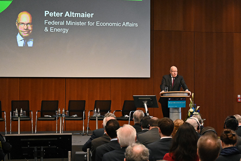 Bundeswirtschaftsminister Altmaier bei der Eröffnung des deutsch-griechischen Wirtschaftsforums.