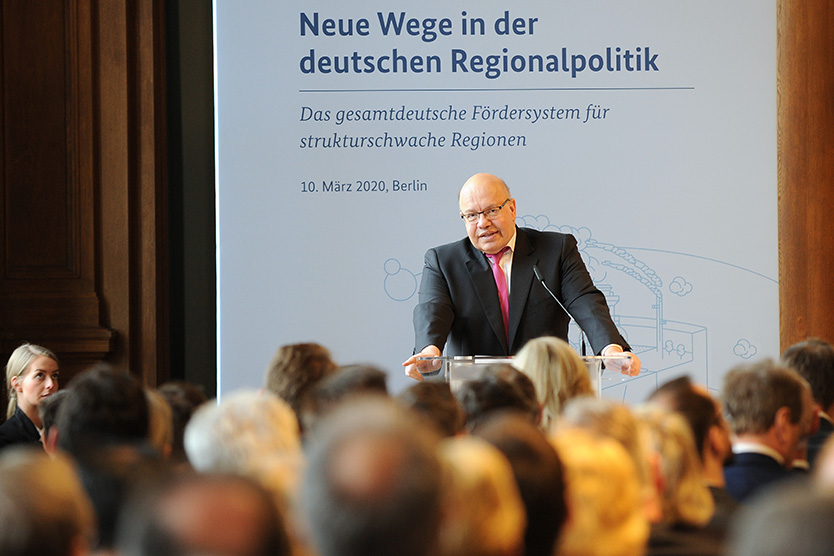 Bundeswirtschaftsminister Altmaier bei der Auftaktveranstaltung zum Gesamtdeutschen Fördersystem.