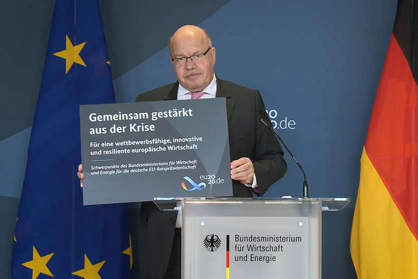 Bundeswirtschaftsminister Peter Altmaier stellt seine Schwerpunkte für die deutsche EU-Ratspräsidentschaft vor.
