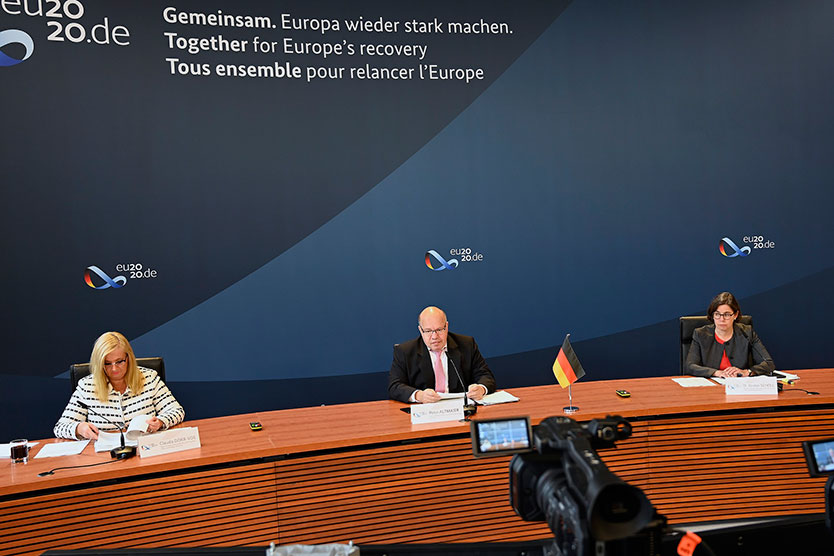 Bundeswirtschaftsminister Peter Altmaier spricht zur deutschen EU-Ratspräsidentschaft.