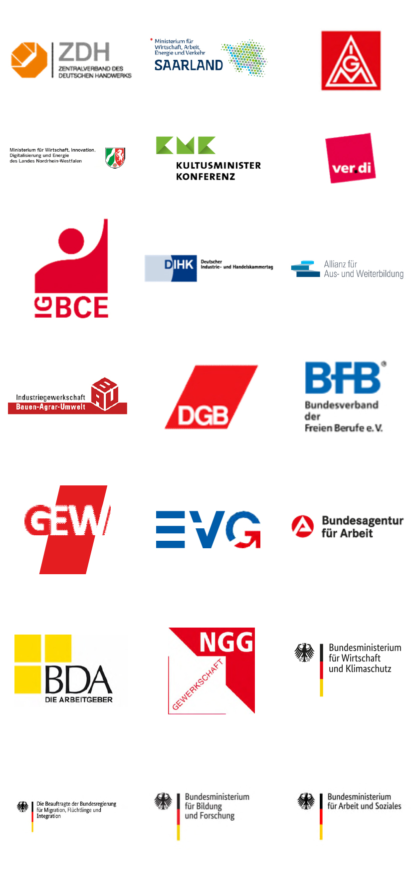 Logos der Partner der Allianz für Aus- und Weiterbildung