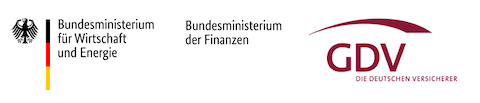 Logos des Bundesministeriums für Wirtschaft und Energie und des Bundesministeriums der Finanzen und der deutschen Versicherungswirtschaft