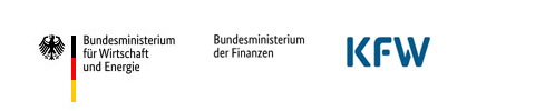 Logos des Bundesministeriums für Wirtschaft und Energie, des Bundesministeriums der Finanzen und Kreditanstalt für Wiederaufbau