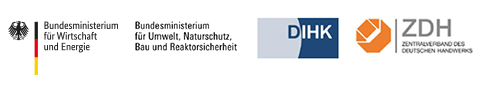 Logos des BMWi, BMUB, DIHK und ZDH