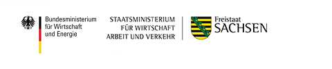 Logos des Bundesministeriums für Wirtschaft und Energie, Freistaat Sachsen