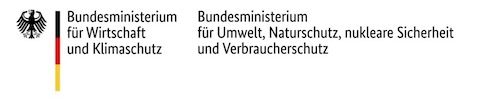 Logos des BMWK (Bundesministeriums für Wirtschaft und Klimaschutz) und Logo des BMUV (Bundesministeriums für Umwelt, Naturschutz, nukleare Sicherheit und Verbraucherschutz)