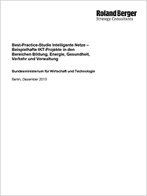 Cover der Publikation Best-Practice-Studie Intelligente Netze - Beispielhafte IKT-Projekte in den Bereichen Bildung, Energie, Gesundheit, Verkehr und Verwaltung