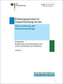 Cover der Publikation Erfüllungsaufwand im Zusammenhang mit der Übermittlung der Gewerbeanzeige