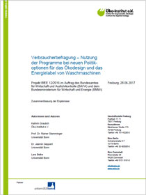 Cover der Publikation Verbraucherbefragung – Nutzung der Programme bei neuen Politikoptionen für das Ökodesign und das Energielabel von Waschmaschinen