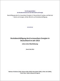 Cover der Publikation Bruttobeschäftigung durch erneuerbare Energien in Deutschland im Jahr 2013