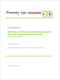 Cover der Publikation Definition und Monitoring der Versorgungssicherheit an den europäischen Strommärkten