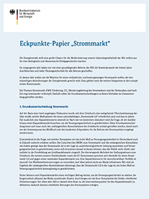 Cover der Publikation Eckpunkte-Papier "Strommarkt"