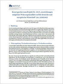 Cover der Publikation Kurzexpertise zum Projekt Nr. 45/19 „Auswirkungen möglicher Währungskonflikte auf die deutsche und europäische Wirtschaft“