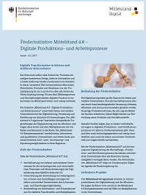 Cover der Publikation Förderinitiative Mittelstand 4.0 – Digitale Produktions- und Arbeitsprozesse