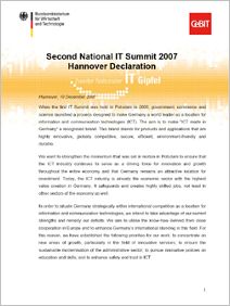 Second National IT Summit 2007 - Hannover Declaration