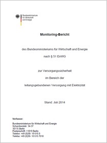 Cover der Publikation Monitoring-Berichts zur Versorgungssicherheit im Bereich der leitungsgebundenen Versorgung mit Elektrizität