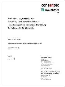 Cover der Publikation BMWi-Vorhaben „Netzentgelte“: Auswertung von Referenzstudien und Szenarioanalysen zur zukünftigen Entwicklung der Netzentgelte für Elektrizität