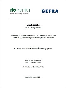 Cover der Publikation „Optionen einer Weiterentwicklung der Indikatorik für die von der EU abgegrenzten Regionalfördergebiete nach 2020“