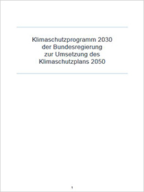 Cover der Publikation Klimaschutzprogramm 2030 der Bundesregierung zur Umsetzung des Klimaschutzplans 2050