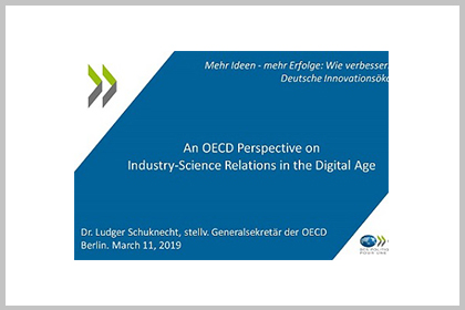 Cover der Präsentation An OECD Perspective Industry Science Relations