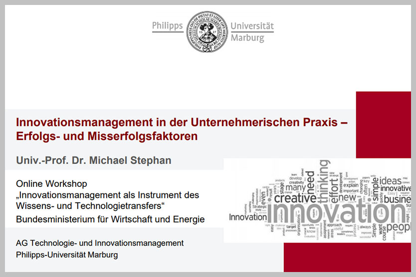 Cover der Präsentation Innovationsmanagement in der Unternehmerischen Praxis
