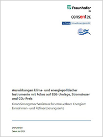 Cover der Studie Finanzierungsmechanismus für erneuerbare Energien: Einnahmen- und Refinanzierungsseite
