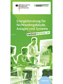 Cover des Flyers "Energieberatung für Nichtwohngebäude, Anlagen und System"; Quelle: BMWi