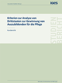 Cover der Publikation Kriterien zur Analyse von Drittstaaten zur Gewinnung von Auszubildenden für die Pflege