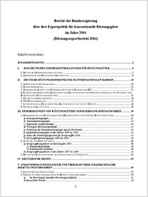 Cover der Publikation Rüstungsexportbericht 2004