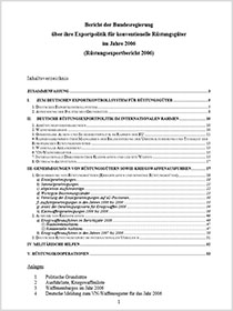Cover der Publikation Rüstungsexportbericht 2006