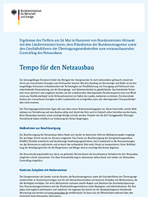 Cover des Downloads Tempo für den Netzausbau