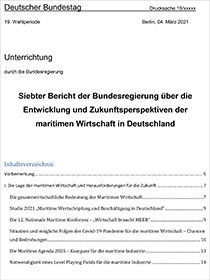 Cover der Publikation Siebter Bericht der Bundesregierung über die Entwicklung und Zukunftsperspektiven der maritimen Wirtschaft in Deutschland